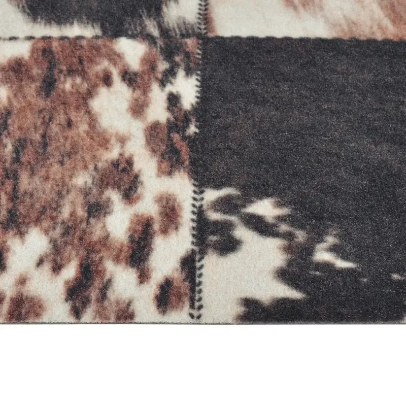 Tapis de cuisine lavable design élégant 60 x 180 cm antidérapant impression peau d'animal en velours beige 02_0046069