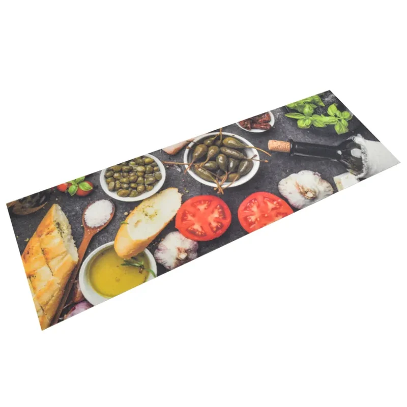 Tapis de cuisine lavable design élégant impression vin 180 x 60 cm en velours noir 02_0046045