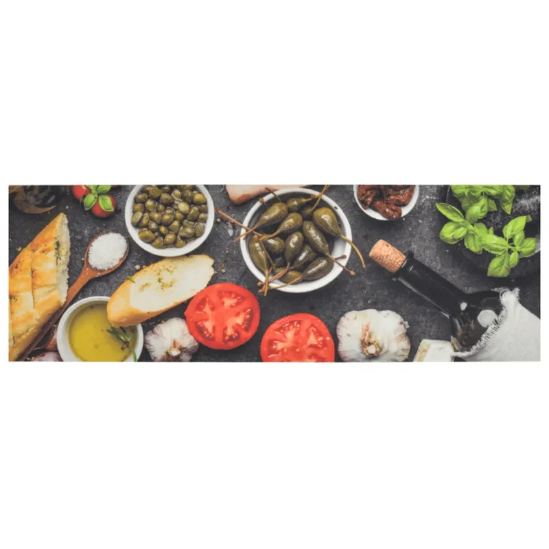 Tapis de cuisine lavable design élégant impression vin 180 x 60 cm en velours noir 02_0046045