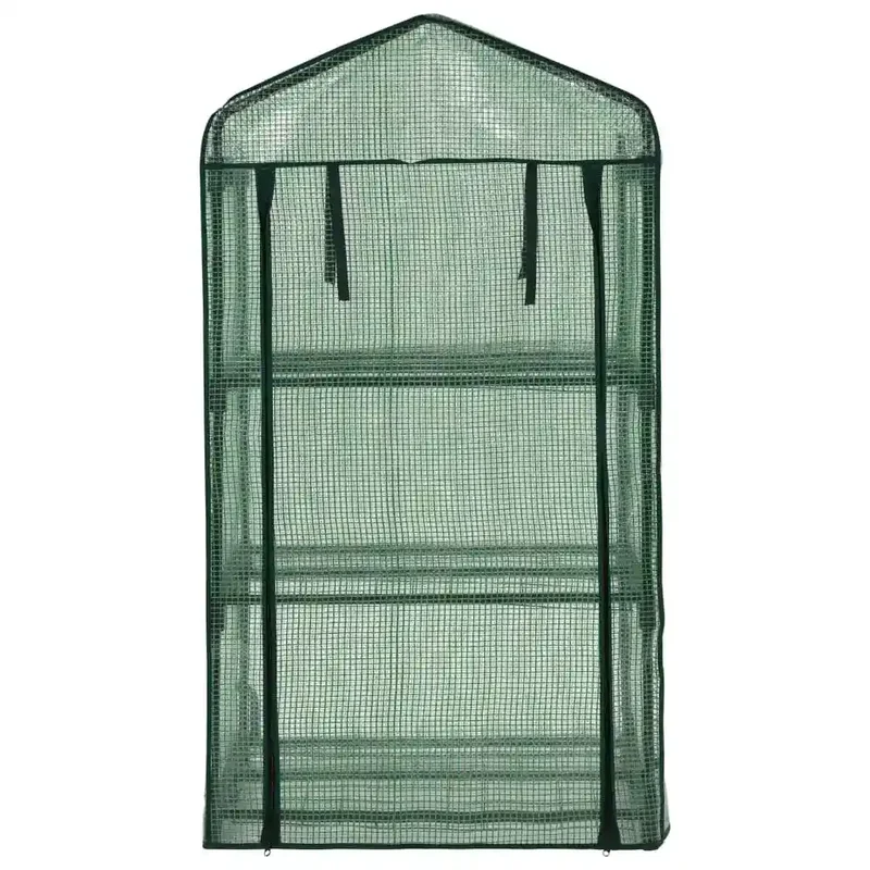 Mini-serre 3 niveaux jardin intérieur 69 x 49 x 125 cm accès facile finition résistante en polyéthylène vert 02_0045930