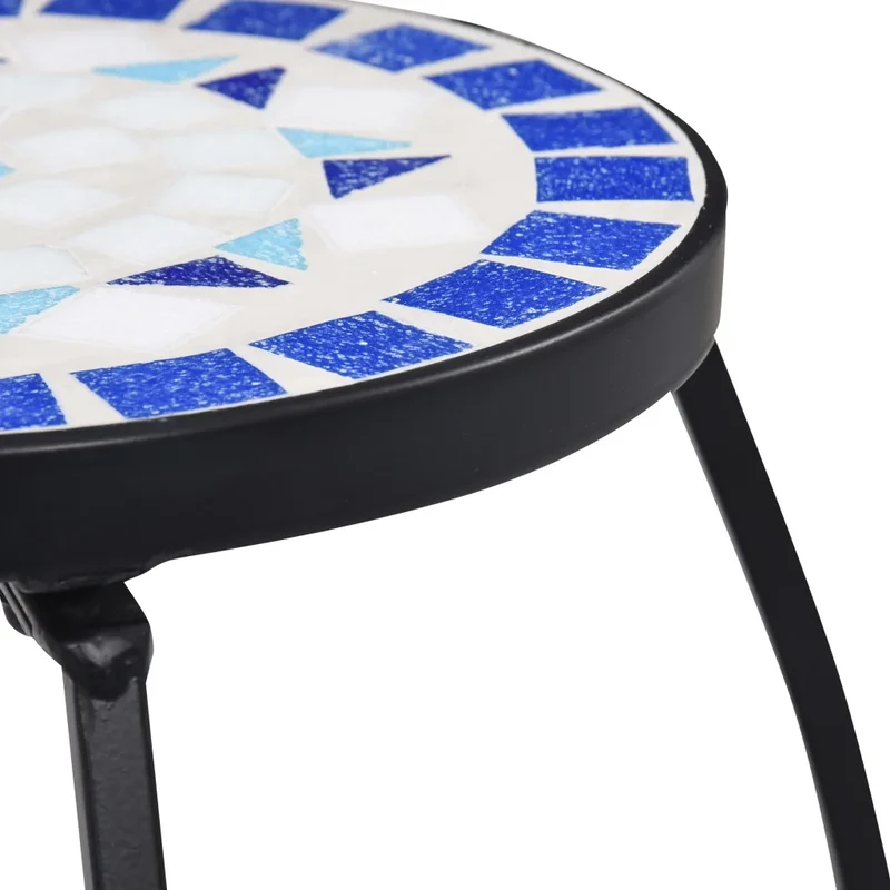 Lot de 3 tables mosaïque design extérieur bleu blanc 30 x 70 cm 25 x 60 cm 20 x 50 cm en céramique 02_0045921