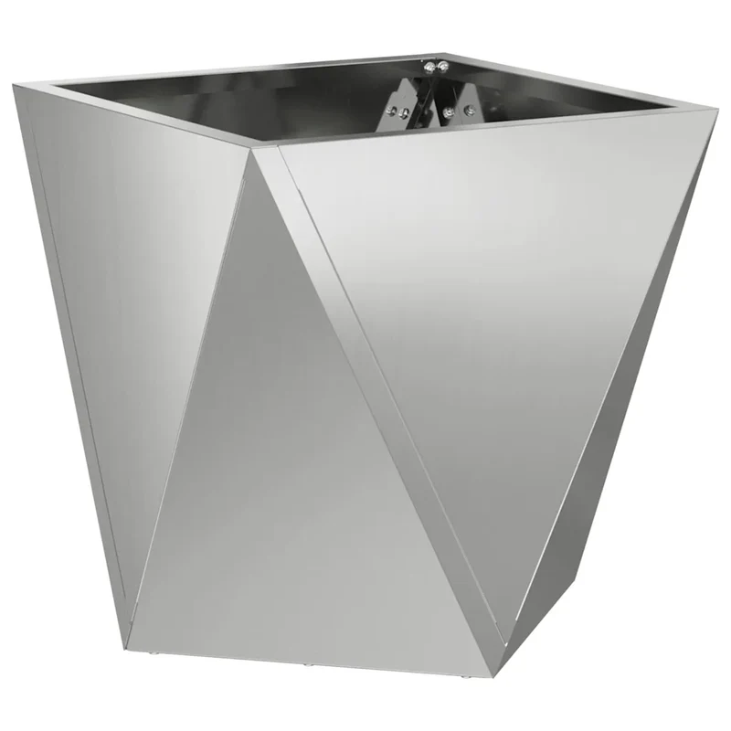 Jardinière carrée style moderne extérieur 30 x 30 x 30 cm design épuré en acier argent 02_0053058