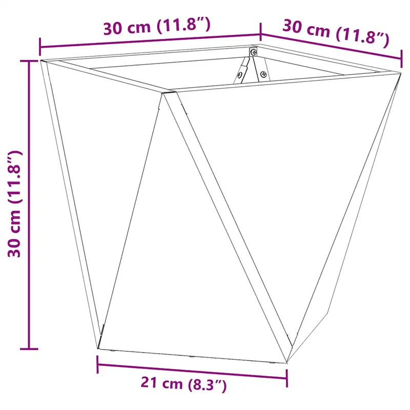 Jardinière carrée style moderne extérieur 30 x 30 x 30 cm design épuré en acier argent 02_0053058