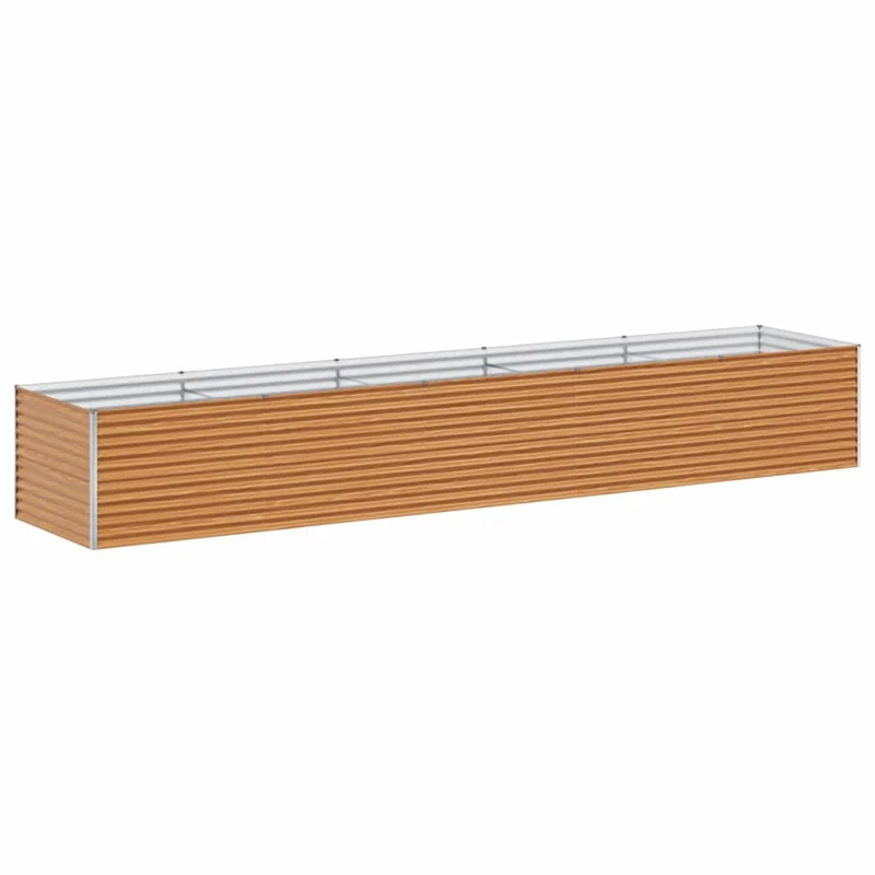 Jardinière surélevée 485 x 100 x 68 cm design industriel extérieur résistance intempéries en acier galvanisé marron clair 02_0059057