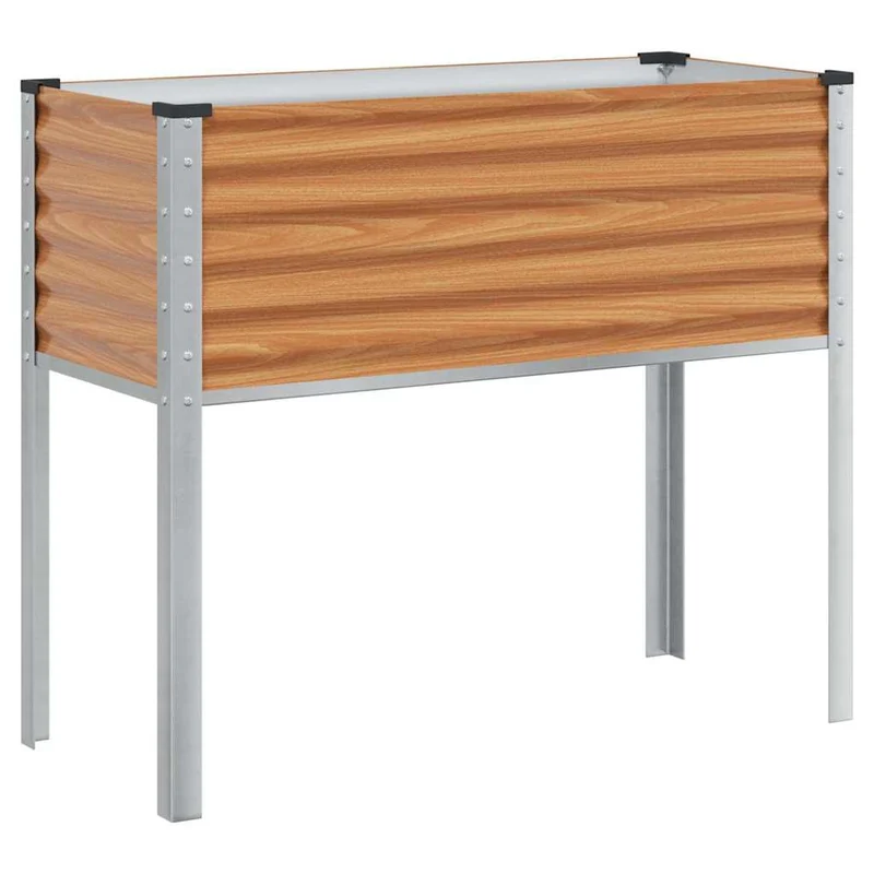Cache-pot de jardin rectangulaire moderne 100,5 x 40,5 x 90 cm en acier galvanisé marron clair 02_0059058