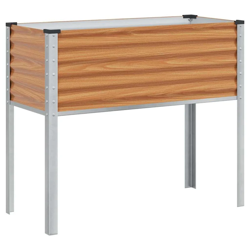Cache-pot de jardin rectangulaire moderne 100,5 x 40,5 x 90 cm en acier galvanisé marron clair 02_0059058