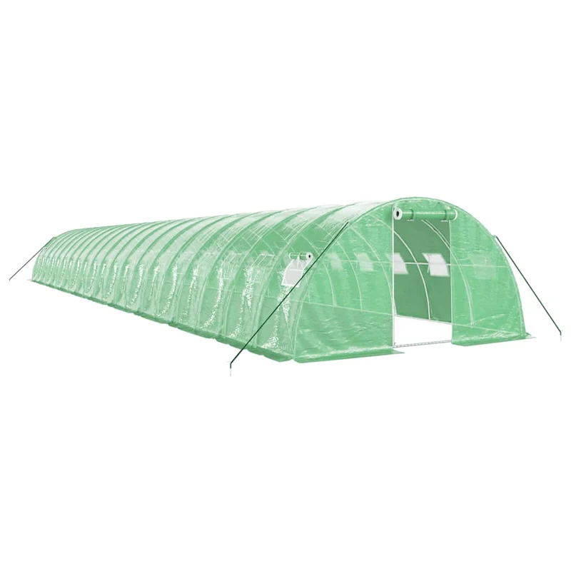 Serre tente abri plante fleur légumes avec cadre en acier 80 m² 20 x 4 x 2 m vert 02_0044636