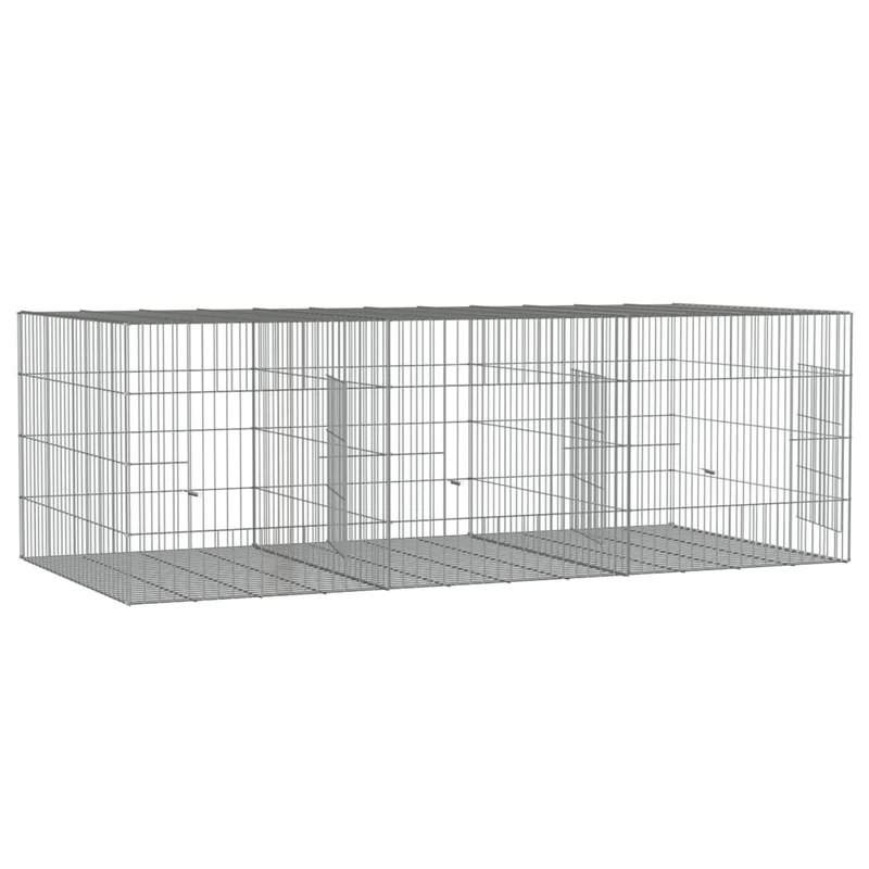 Cage à lapin 3 panneaux 163 x 79 x 54 cm Fer galvanisé Argent 02_0041687