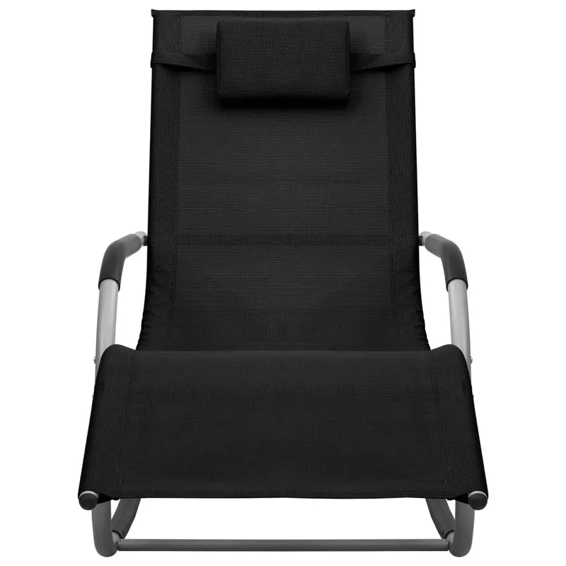 Lot de 2 transats chaise longue bain de soleil lit de jardin terrasse meuble d'extérieur textilène noir et gris 02_0012150