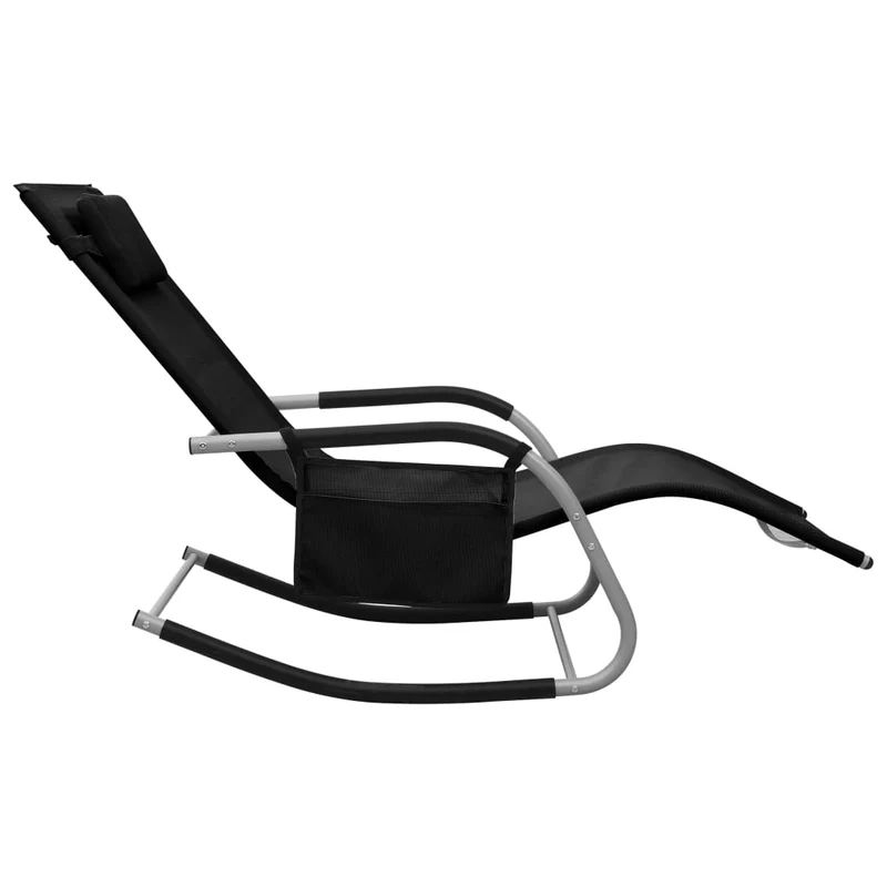 Lot de 2 transats chaise longue bain de soleil lit de jardin terrasse meuble d'extérieur textilène noir et gris 02_0012150