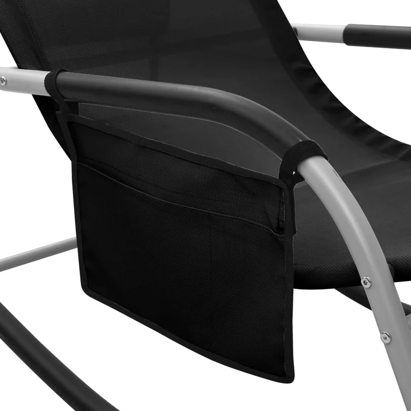 Lot de 2 transats chaise longue bain de soleil lit de jardin terrasse meuble d'extérieur textilène noir et gris 02_0012150