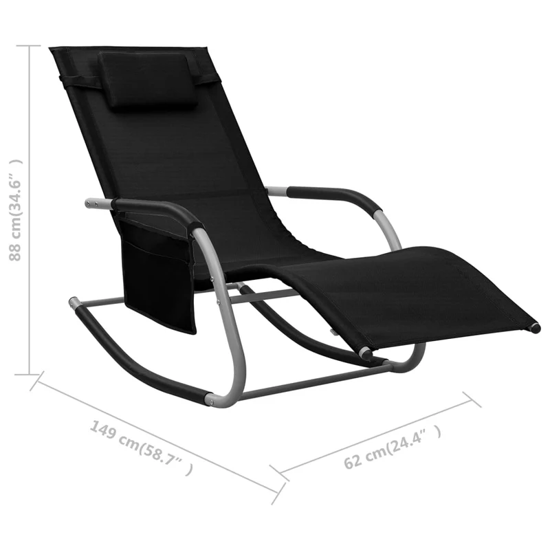Lot de 2 transats chaise longue bain de soleil lit de jardin terrasse meuble d'extérieur textilène noir et gris 02_0012150