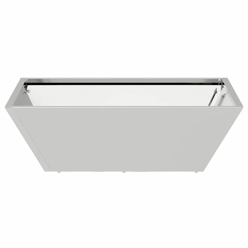 Cache-pot de jardin trapézoïdal moderne design minimaliste 50 x 50 x 15 cm en acier galvanisé argent 02_0052392