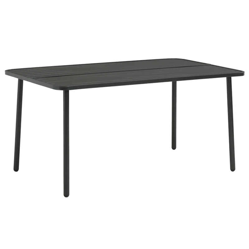 Ensemble de salle à manger de jardin meuble extérieur 5 pièces acier gris foncé 02_0013696