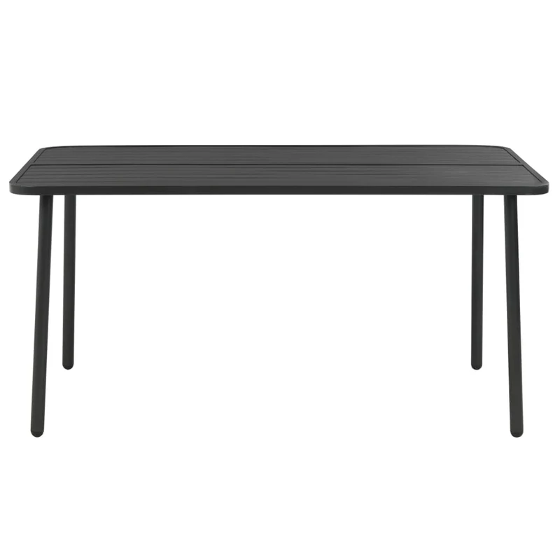 Ensemble de salle à manger de jardin meuble extérieur 5 pièces acier gris foncé 02_0013696