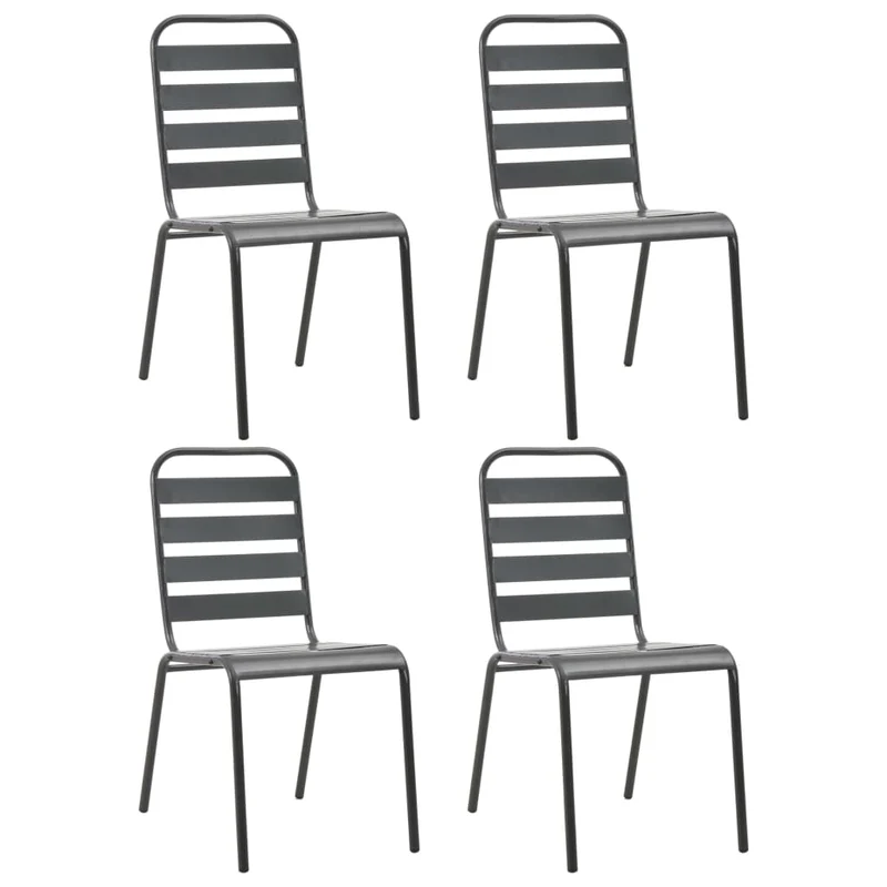 Ensemble de salle à manger de jardin meuble extérieur 5 pièces acier gris foncé 02_0013696