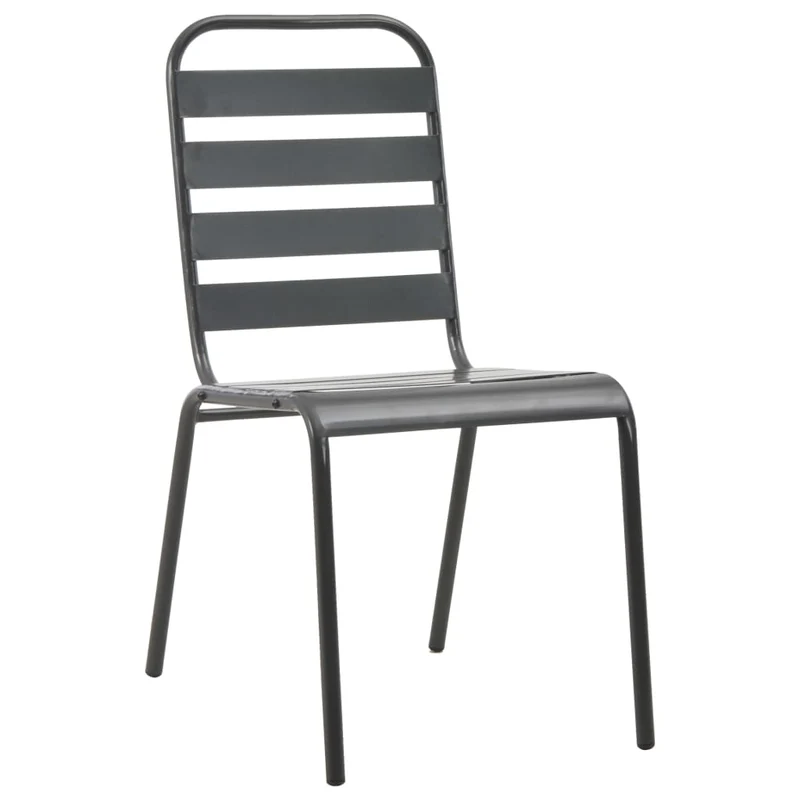 Ensemble de salle à manger de jardin meuble extérieur 5 pièces acier gris foncé 02_0013696