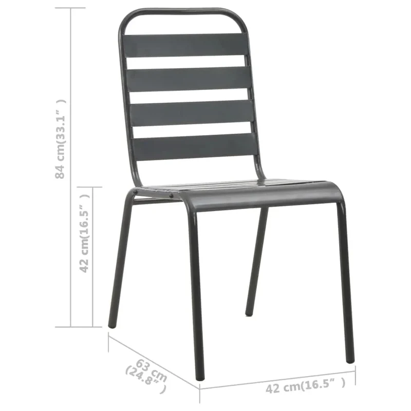 Ensemble de salle à manger de jardin meuble extérieur 5 pièces acier gris foncé 02_0013696