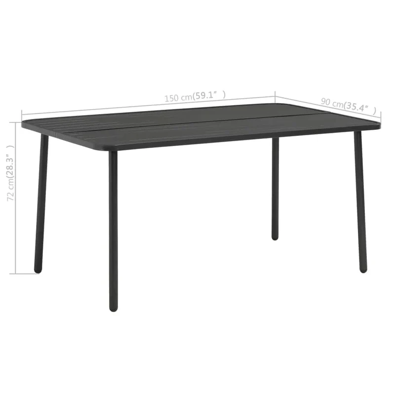 Ensemble de salle à manger de jardin meuble extérieur 5 pièces acier gris foncé 02_0013696