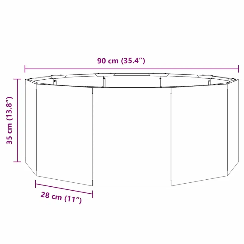 Jardinière ronde extérieure pratique design moderne 90 x 90 x 35 cm en acier galvanisé argent 02_0052976