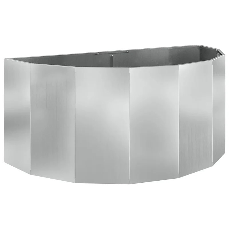 Jardinière demi-ronde moderne finition mate 120 x 60 x 50 cm pour extérieur style contemporain en acier argent 02_0052948
