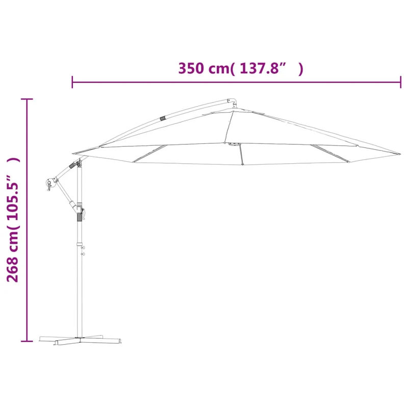 Parasol meuble de jardin en porte-à-fau x avec poteau en aluminium 350 cm taupe 02_0008635