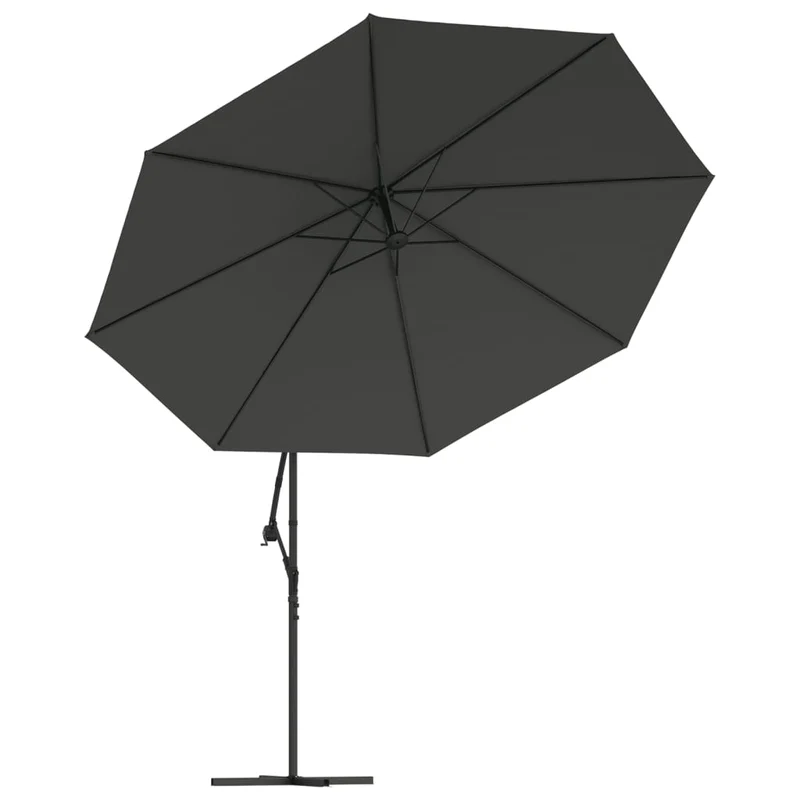 Parasol meuble de jardin en porte-à-feux et poteau métallique 350 cm anthracite 02_0008653