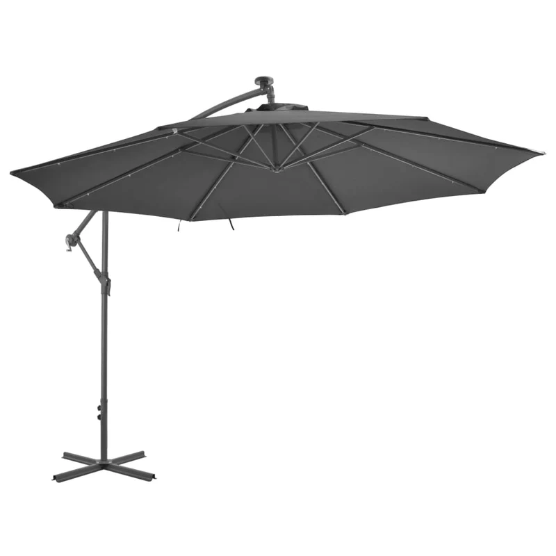 Parasol meuble de jardin en porte-à-feux et poteau métallique 350 cm anthracite 02_0008653