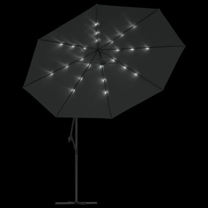 Parasol meuble de jardin en porte-à-feux et poteau métallique 350 cm anthracite 02_0008653
