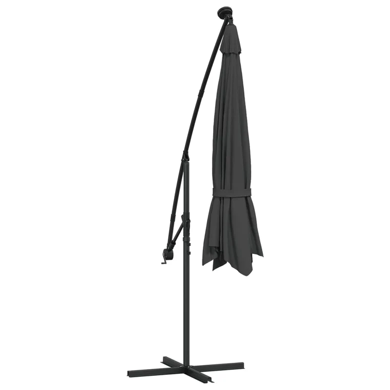Parasol meuble de jardin en porte-à-feux et poteau métallique 350 cm anthracite 02_0008653