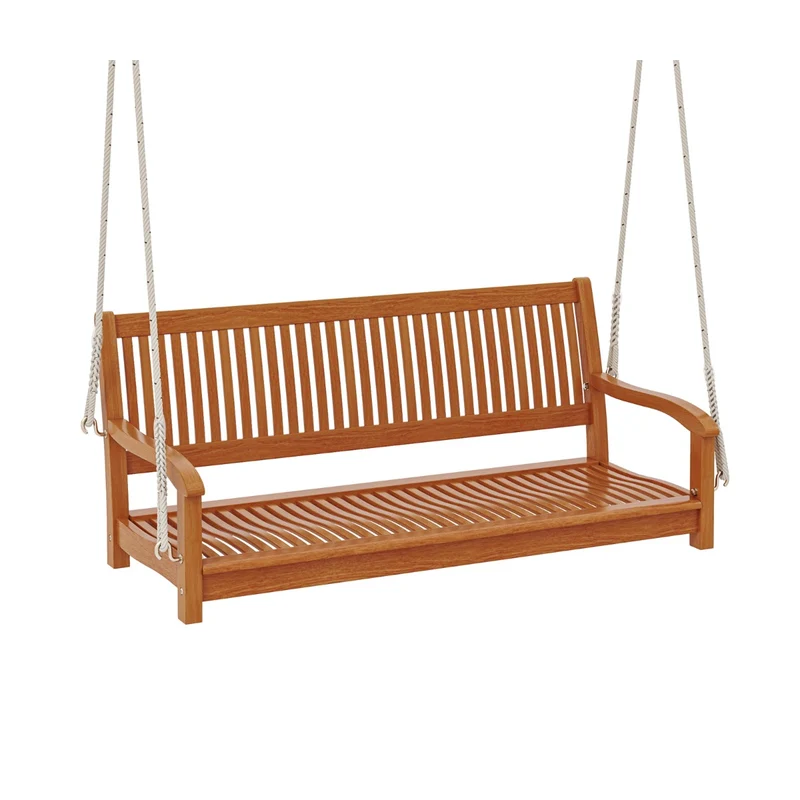 Banc de balançoire 2 places 126 x 62 x 60 cm confortable et stable pour jardin terrasse en eucalyptus naturel 20_0010509