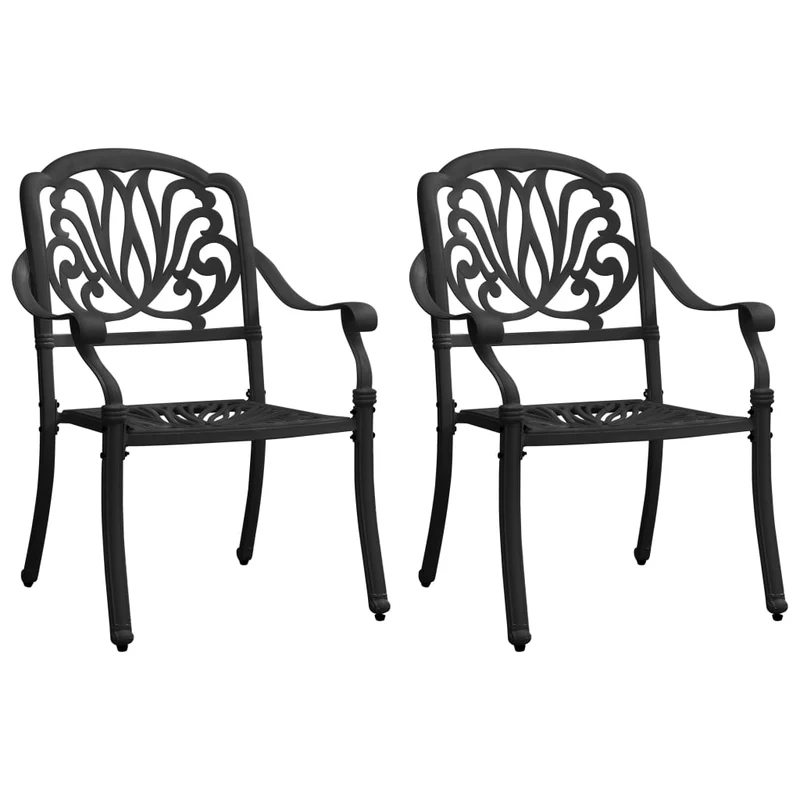 Ensemble de bistro jardin meuble extérieur terrasse 3 pièces aluminium coulé noir 02_0013512