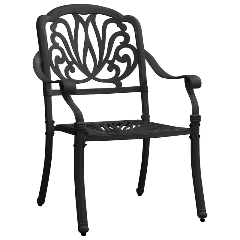 Ensemble de bistro jardin meuble extérieur terrasse 3 pièces aluminium coulé noir 02_0013512