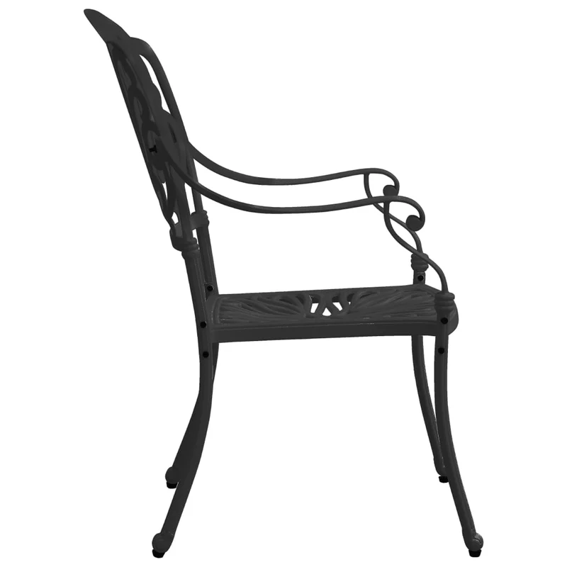 Ensemble de bistro jardin meuble extérieur terrasse 3 pièces aluminium coulé noir 02_0013512