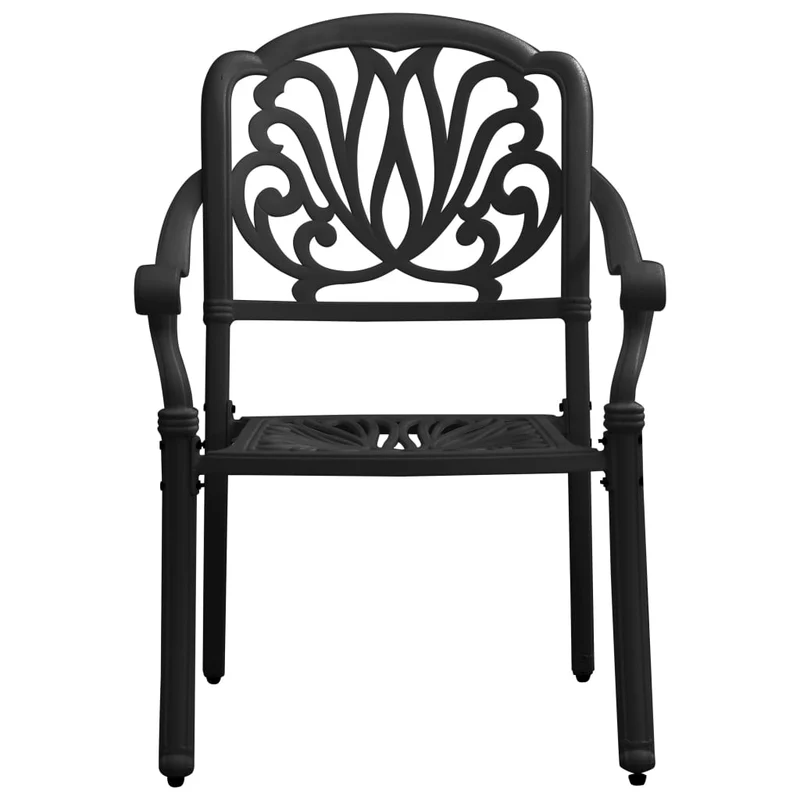 Ensemble de bistro jardin meuble extérieur terrasse 3 pièces aluminium coulé noir 02_0013511