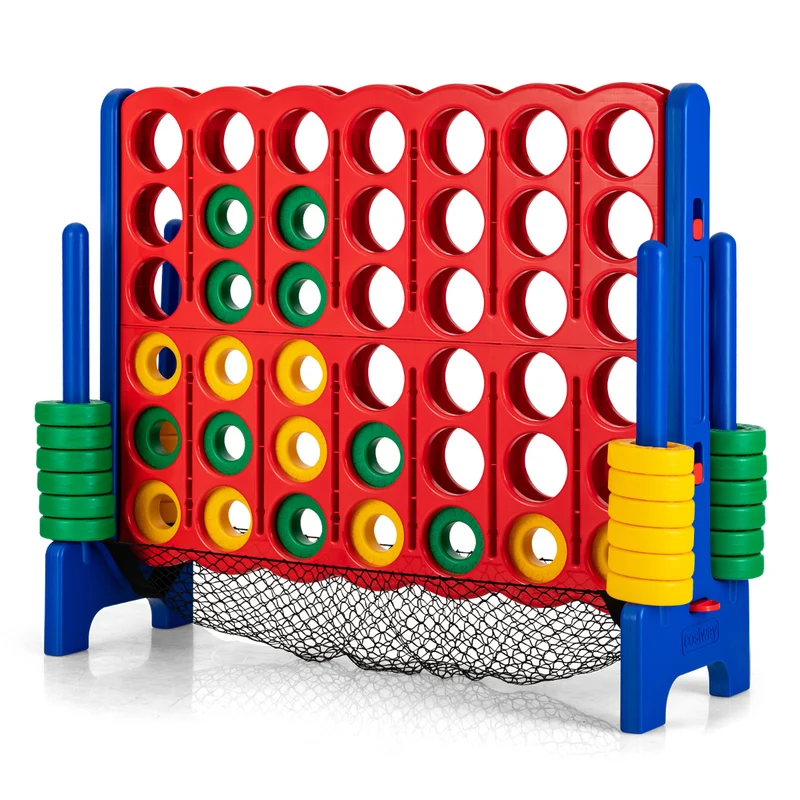 Jeu puissance 4 géant à poser au sol 119 x 42 x 104 cm réinitialisation rapide extérieur intérieur en PP bleu 20_0020952