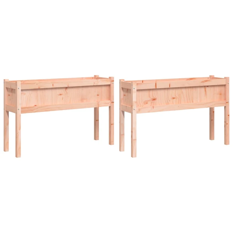 Jardinière bac lit surélevé plantes fleurs jardin terrasses lot de 2 avec pieds bois massif douglas marron 02_0039022