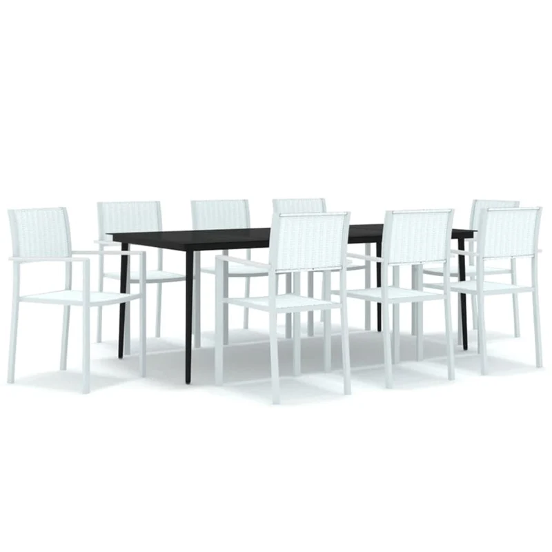 Ensemble de salle à manger de jardin meuble extérieur 9 pièces blanc 02_0014078