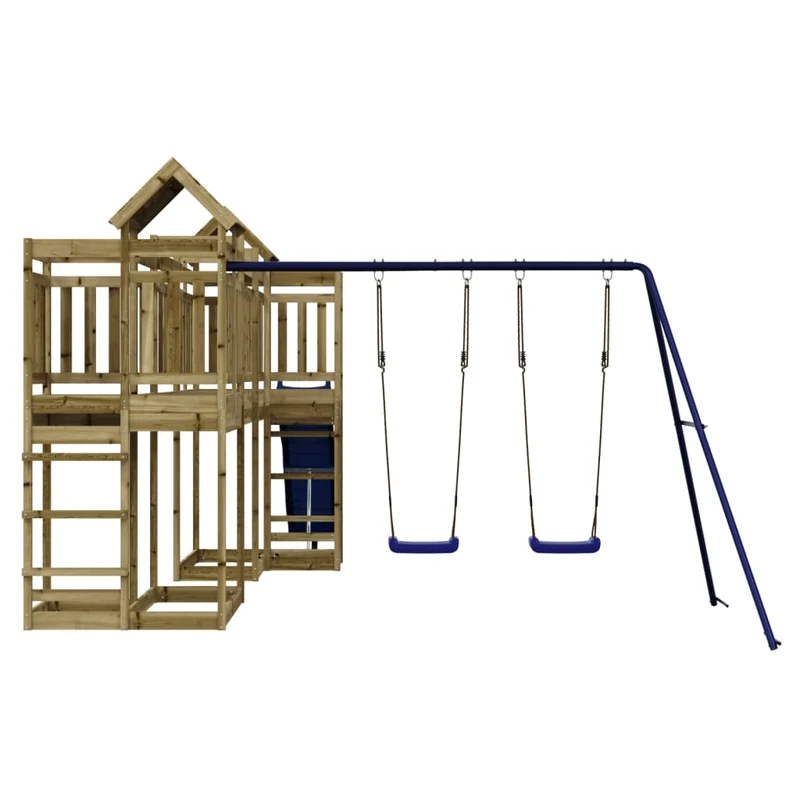 Aire de jeux d'extérieur balançoires toboggan portiques robuste jeux jardin 362 x 585 x 238 cm bois de pin imprégné 02_0004869