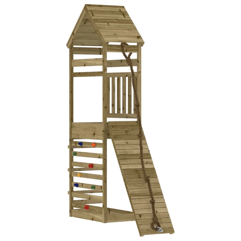 Maisonnette de jeu avec mur d'escalade 55 x 175 x 264 cm bois de pin imprégné 02_0004854