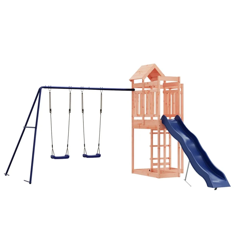 Aire de jeux d'extérieur balançoires toboggan portiques robuste jeux jardin 362 x 373 x 238 cm bois massif de douglas 02_0004836