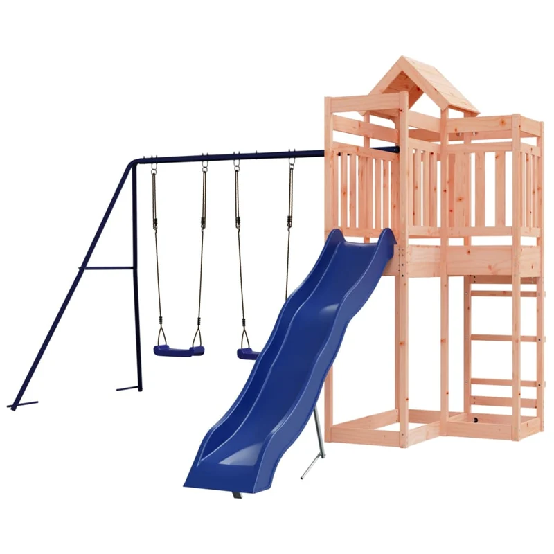 Aire de jeux d'extérieur balançoires toboggan portiques robuste jeux jardin 362 x 373 x 238 cm bois massif de douglas 02_0004836