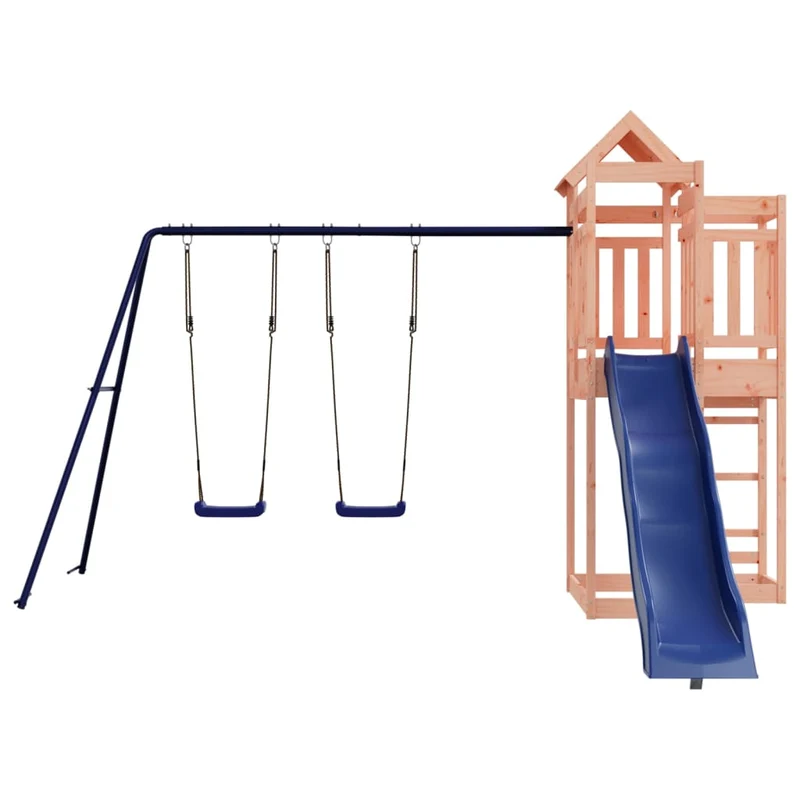 Aire de jeux d'extérieur balançoires toboggan portiques robuste jeux jardin 362 x 373 x 238 cm bois massif de douglas 02_0004836