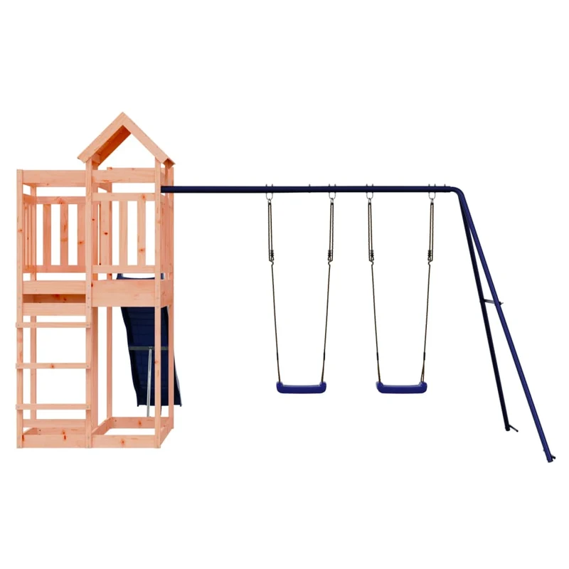 Aire de jeux d'extérieur balançoires toboggan portiques robuste jeux jardin 362 x 373 x 238 cm bois massif de douglas 02_0004836