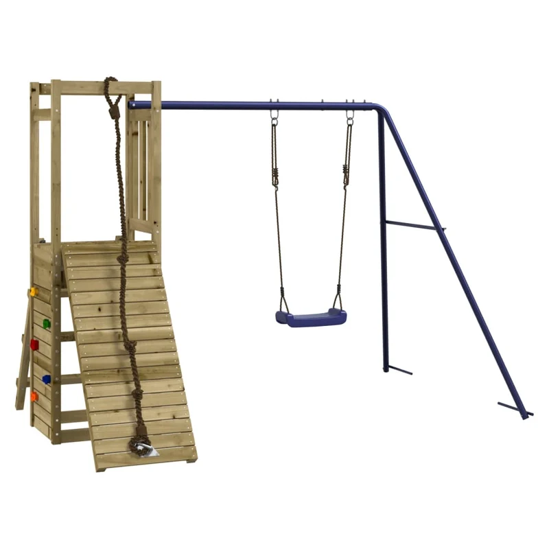 Aire de jeux d'extérieur balançoires toboggan portiques robuste jeux jardin 232 x 184 x 169 cm bois de pin imprégné 02_0004826