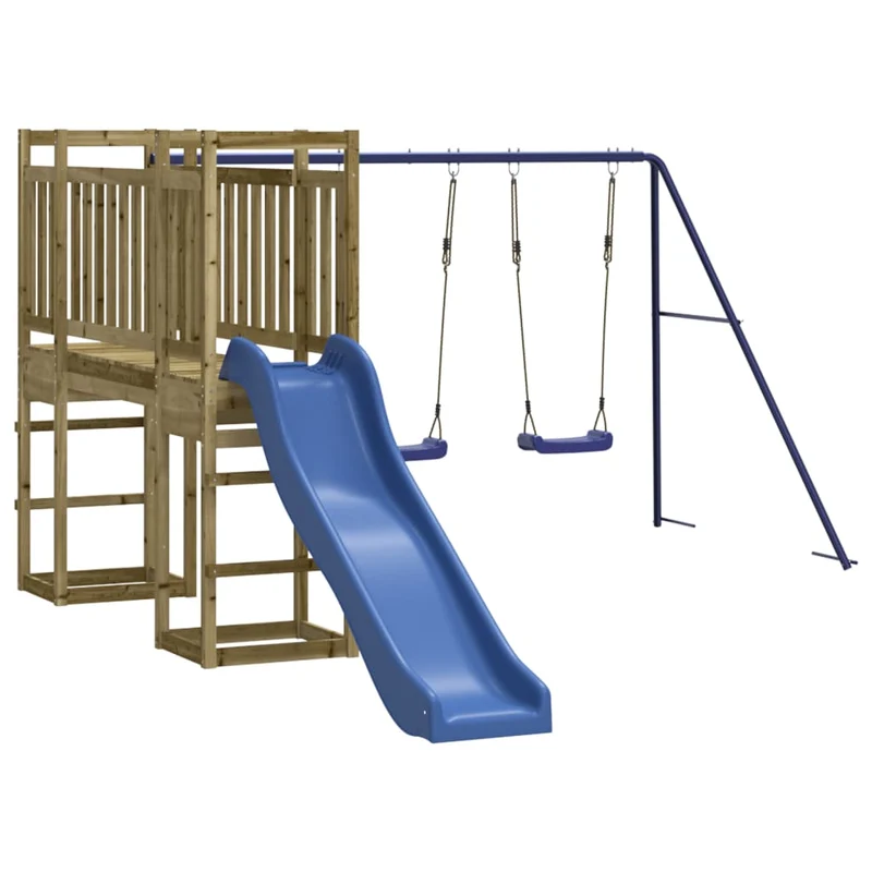 Aire de jeux d'extérieur balançoires toboggan portiques robuste jeux jardin 308 x 467 x 169 cm bois de pin imprégné 02_0004822