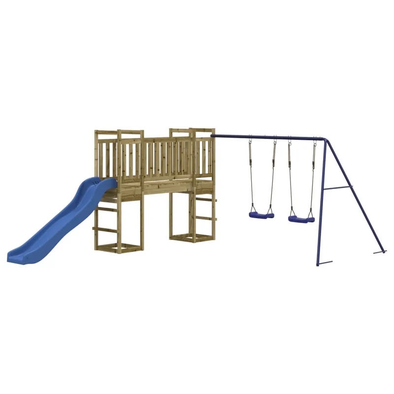 Aire de jeux d'extérieur balançoires toboggan portiques robuste jeux jardin 308 x 467 x 169 cm bois de pin imprégné 02_0004822