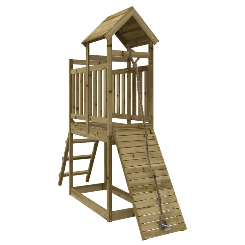 Maisonnette de jeu avec mur d'escalade 229 x 64 x 214 cm bois de pin imprégné 02_0004741