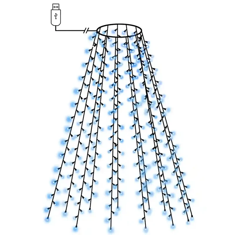 Guirlande lumineuse d'arbre de Noël 150 LED extérieur intérieur 150 cm ambiance cosy en PVC bleu 02_0046770