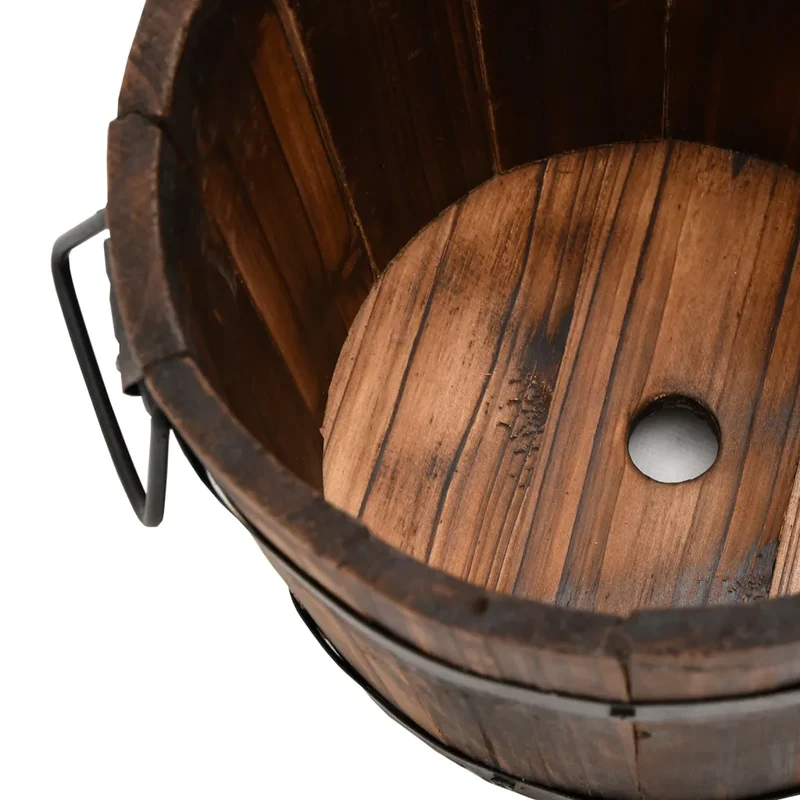 Lot de 3 jardinières godet en bois massif sapin forme originale décoratives avec trous de drainage en bois naturel 02_0047401